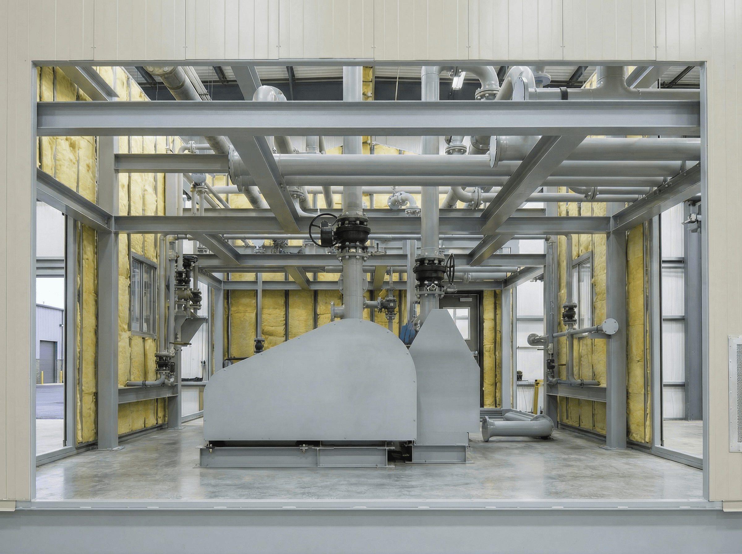 Steel building interior